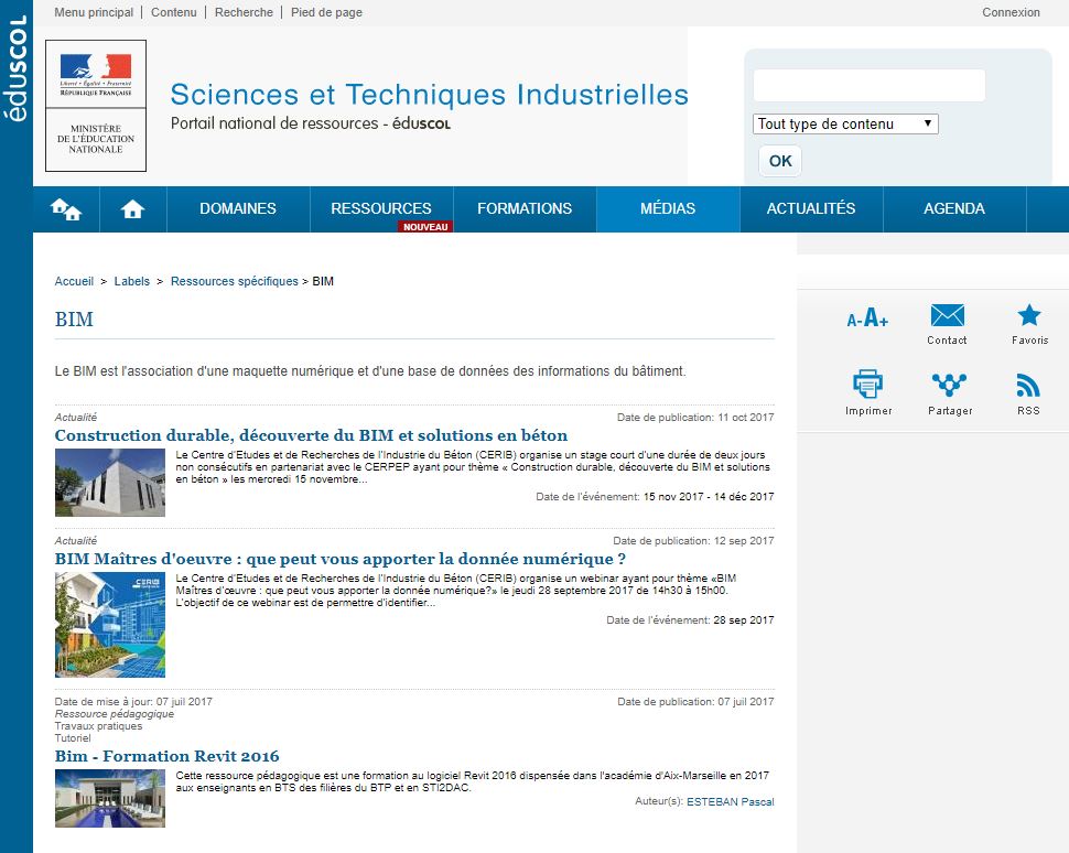 Le BIM sur Éduscol STI, portail national de ressources - Envirobat Oc