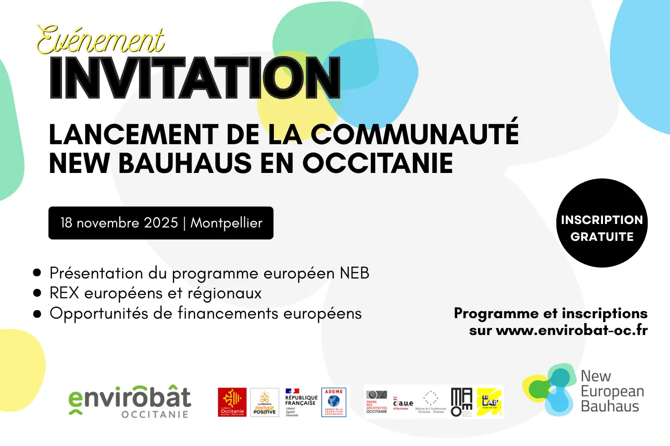 invitation lancement de la communauté New Bauhaus en Occitanie
