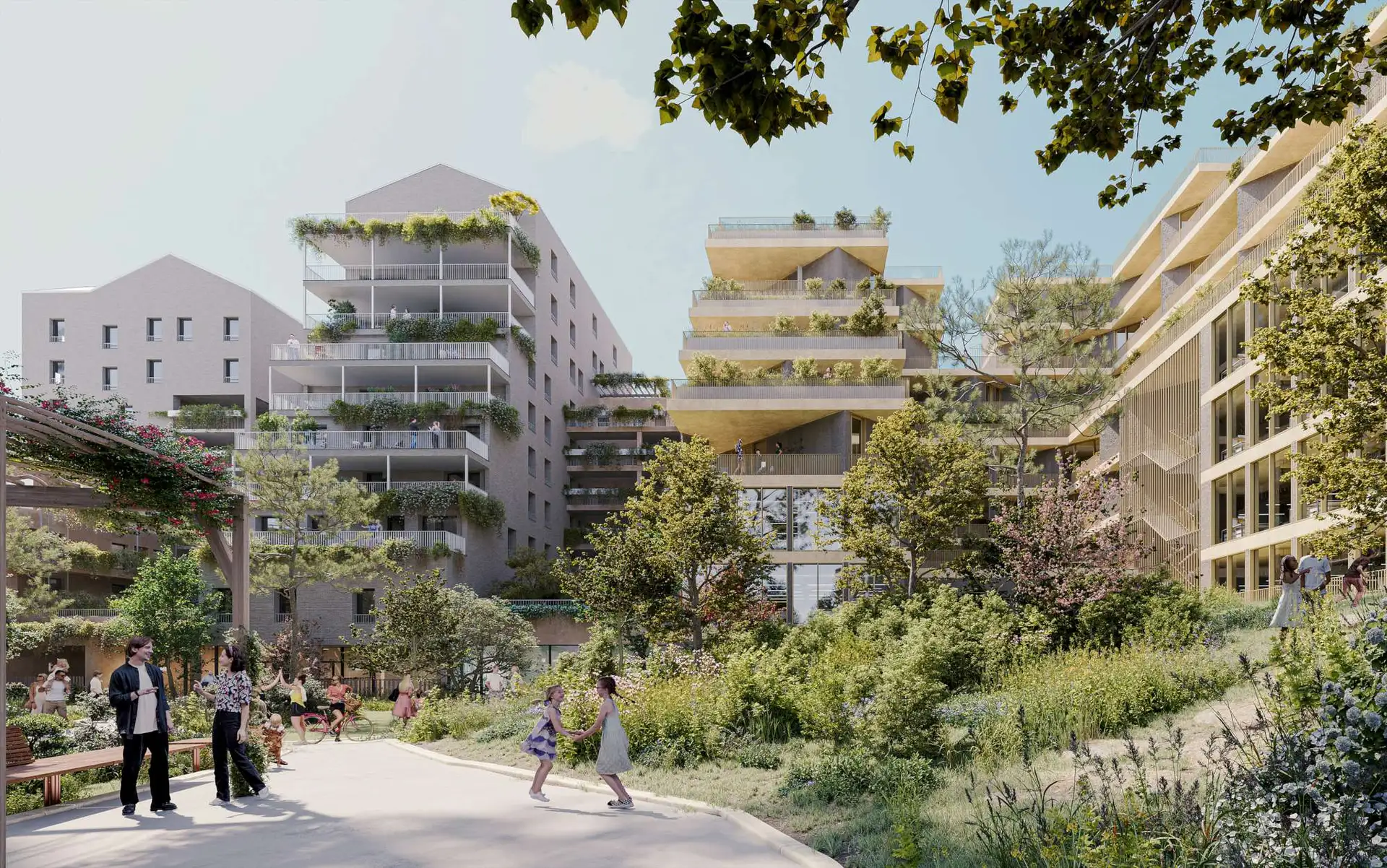 Vue depuis le cœur d'îlot - Perspective projet