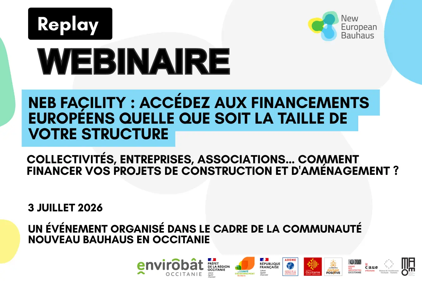 Replay Webinaire : Financements européens NEB Facility