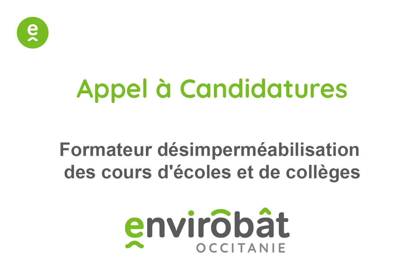Appel à candidatures | Formateur désimperméabilisation des cours d'écoles et de collèges
