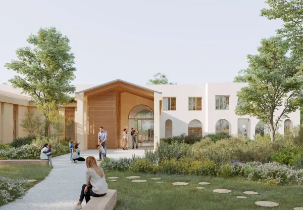 Vue sur l'entrée principale rue du Pioch de Boutonnet