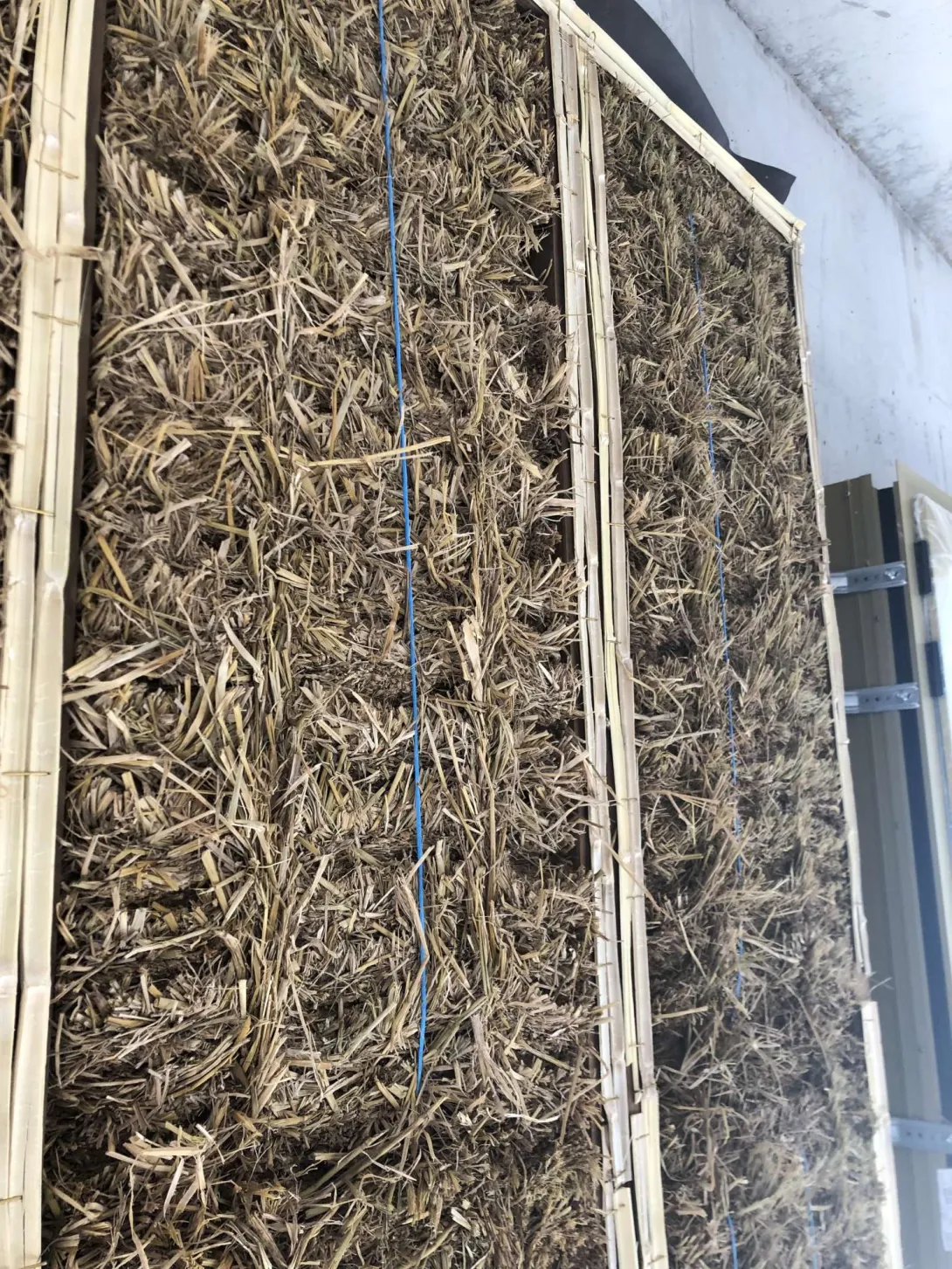 Détail d'un caisson bois-paille de riz